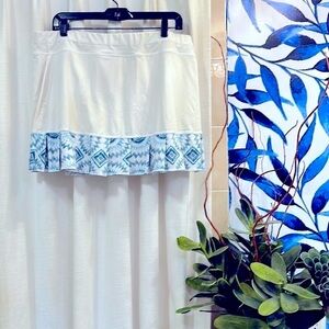 Women’s Sofibella White & Blue Polyester & Spandex Tennis Golf Skort Size 1X